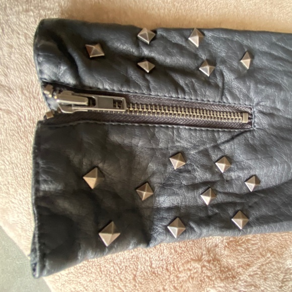 NWT Dark Grey Military Style Faux Leather Studded Jacket,  Size M - Picture 7 of 11